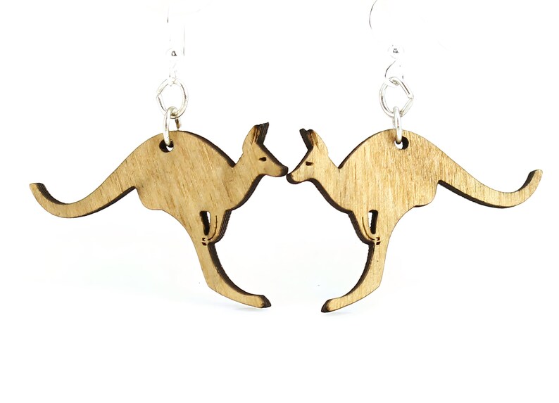Wooden Kangaroo Earrings
